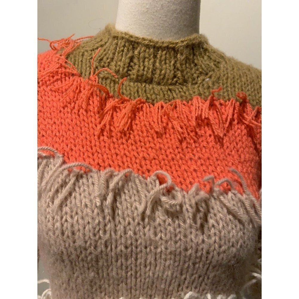 $298 Anthropologie Veroalfie Marlene Fringed Pullover Tunic Sweater Size S NWT - Picture 7 of 11